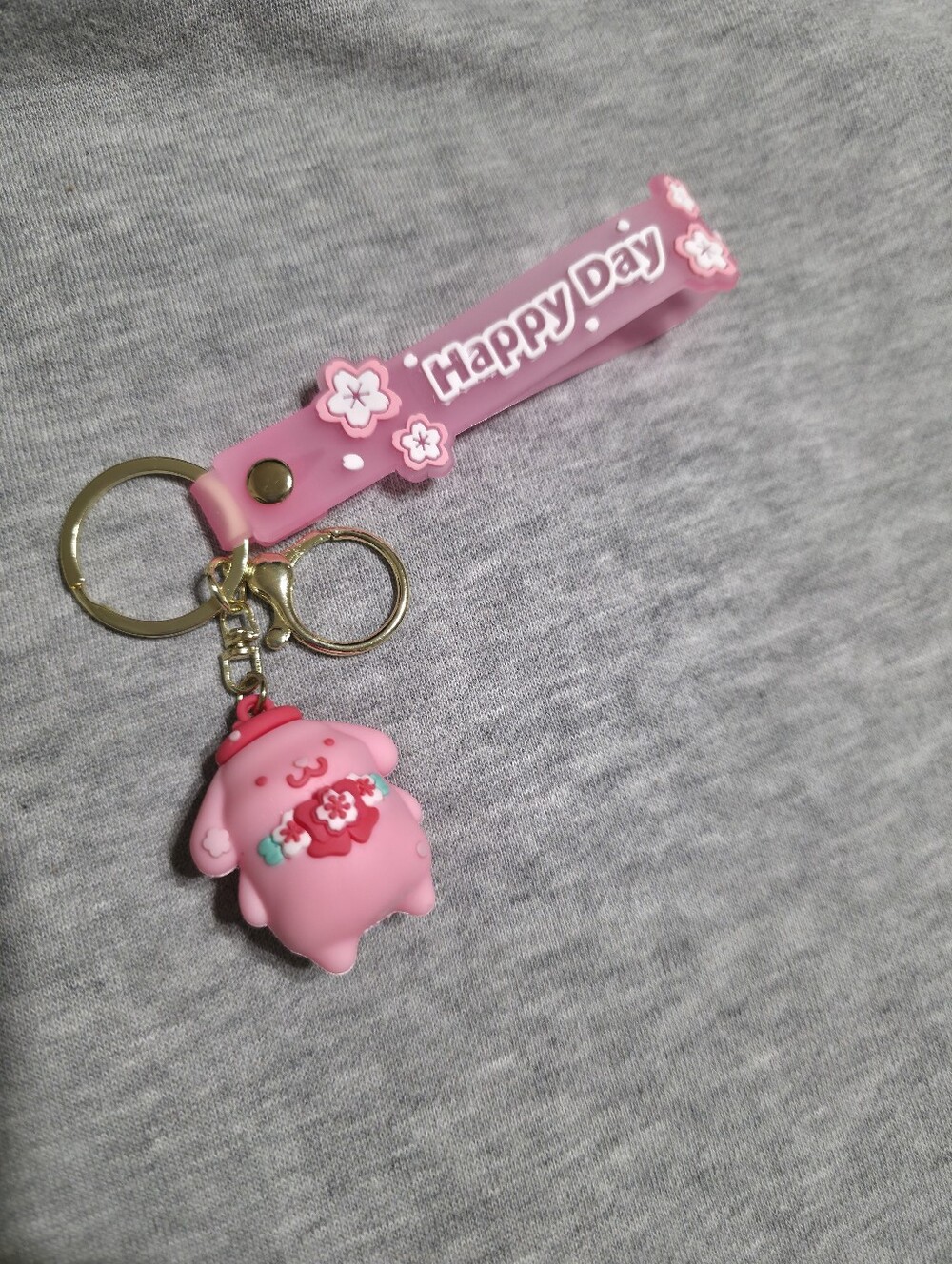 Happy Day Pink Cute Bunny Keychain for Kids